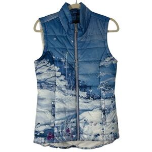 DOLCEZZA Women's Blue Sleeveless Puffer Vest front zipper